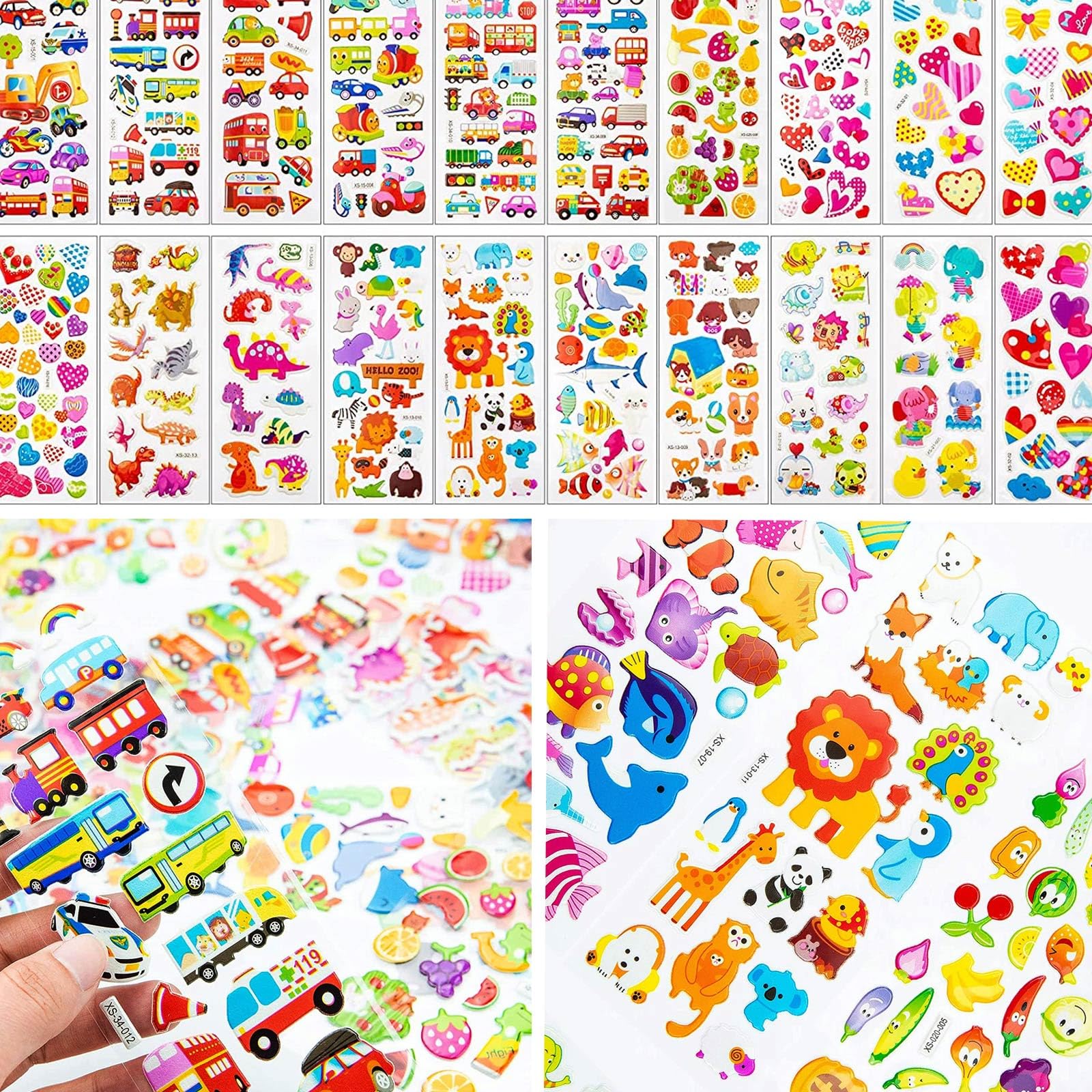 【中古】（非常に良い）幼児子供用ふわふわシールセット大量40枚入り：かわいい海外デザイン、女の子男の子向 け、ハート・花・動物・車・アルファベットの模様、950個 Amazon.co.jp: 幼児子供用ふわふわシールセット大量40枚入り：かわいい